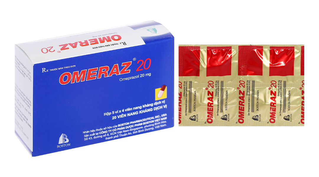 Omeraz 20 trị trào ngược dạ dày, thực quản (5 vỉ x 4 viên)