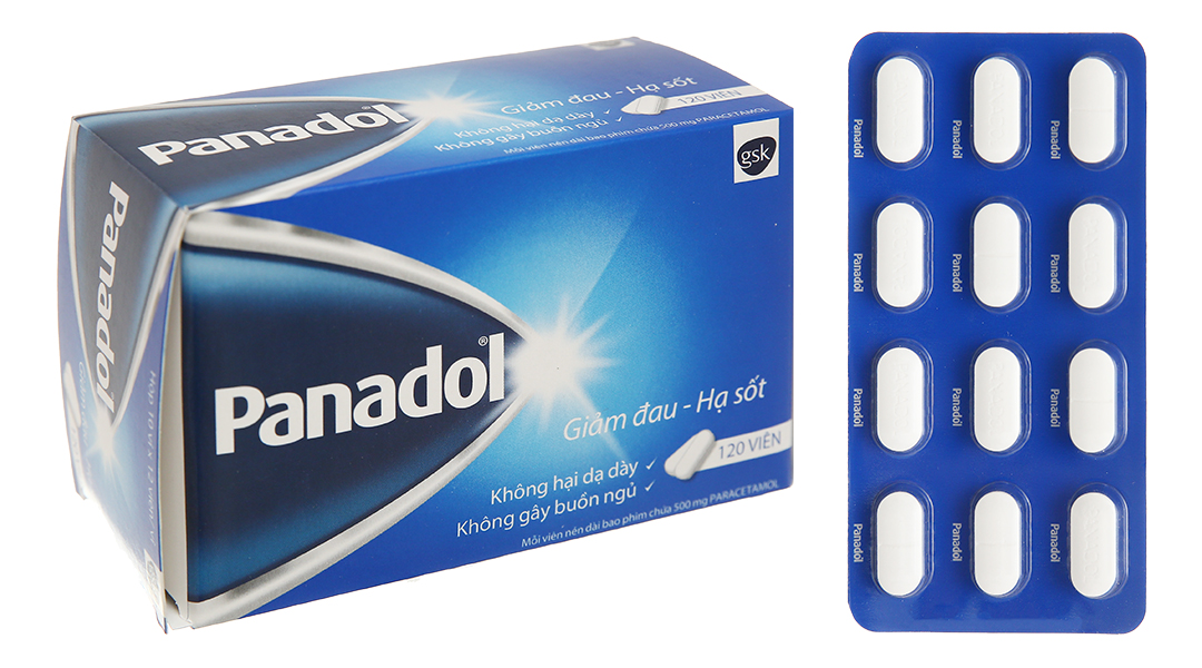 Panadol 500mg giảm đau, hạ sốt (10 vỉ x 12 viên)