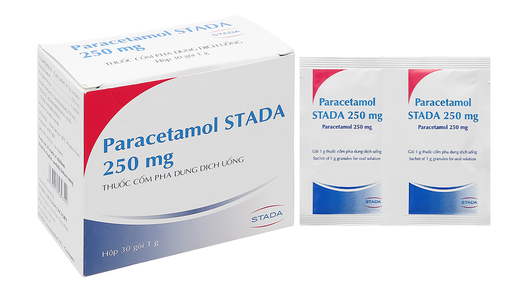 Cốm pha dung dịch Paracetamol Stada 250mg giảm đau, hạ sốt (30 gói x 1g)