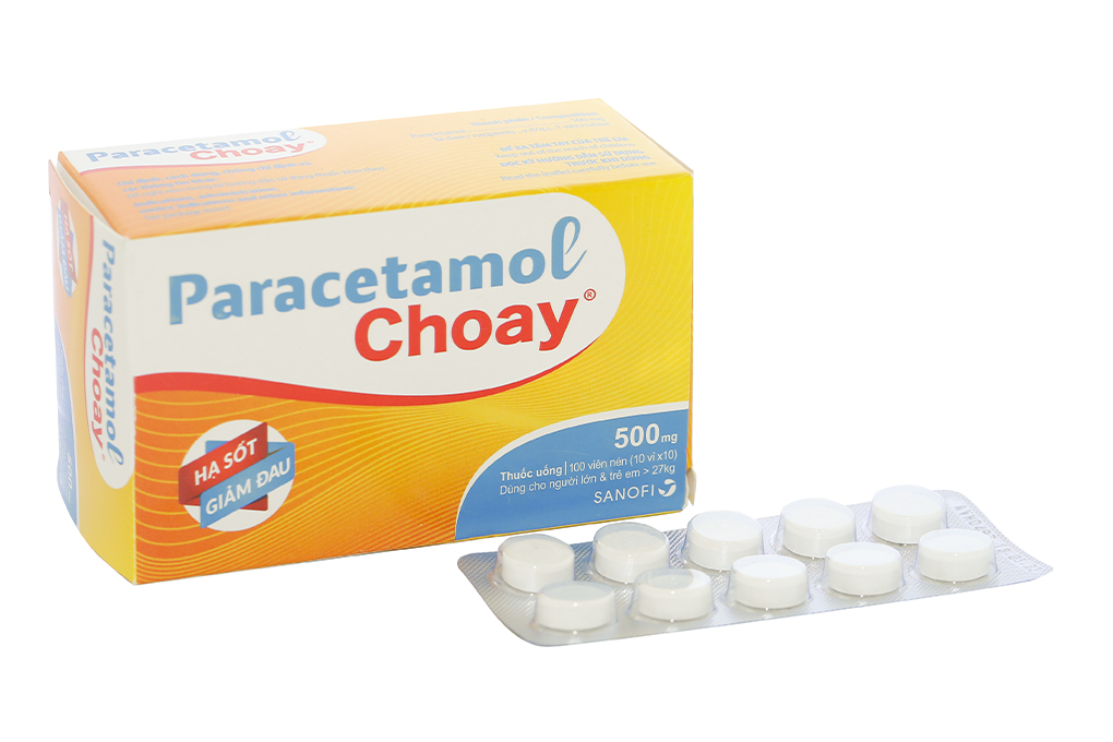 Paracetamol Choay 500mg giảm đau, hạ sốt (10 vỉ x 10 viên)