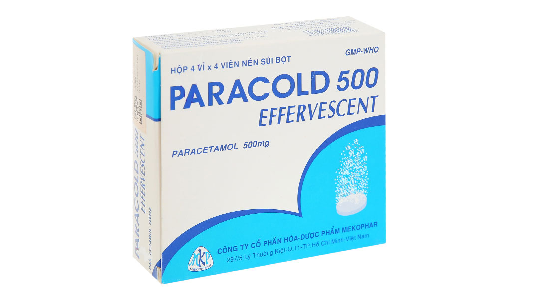 Viên sủi Paracold 500 Effervescent giảm đau, hạ sốt (4 vỉ x 4 viên)