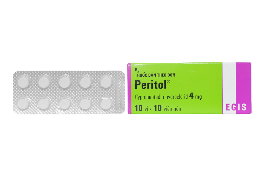 Peritol 4mg trị dị ứng, đau đầu (10 vỉ x 10 viên)