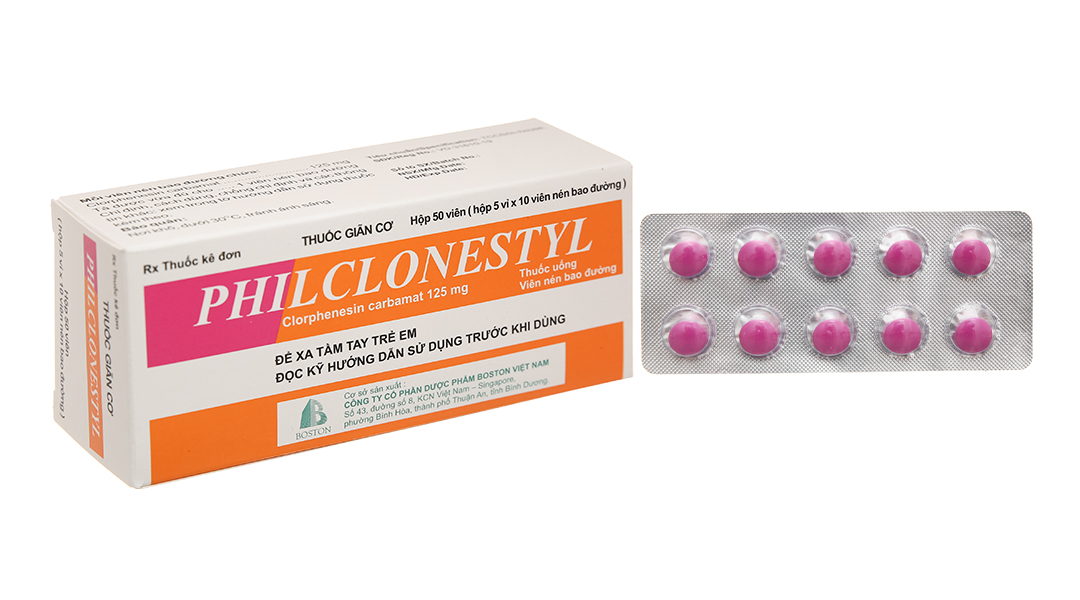 Philclonestyl 125mg giãn cơ, trị đau do co cứng cơ (5 vỉ x 10 viên)