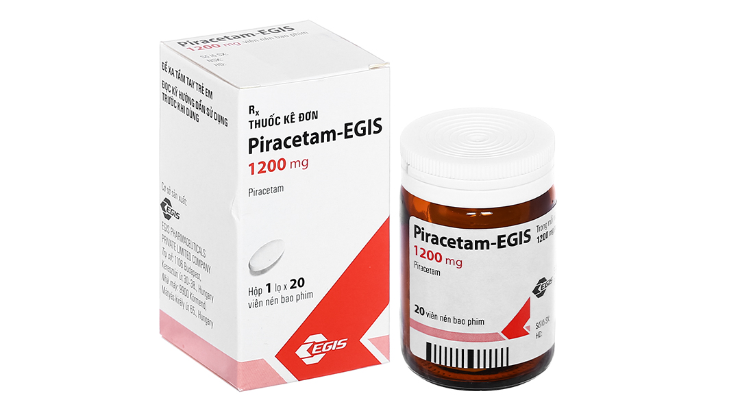 Piracetam-Egis 1200mg trị chóng mặt, giật rung cơ lọ 20 viên