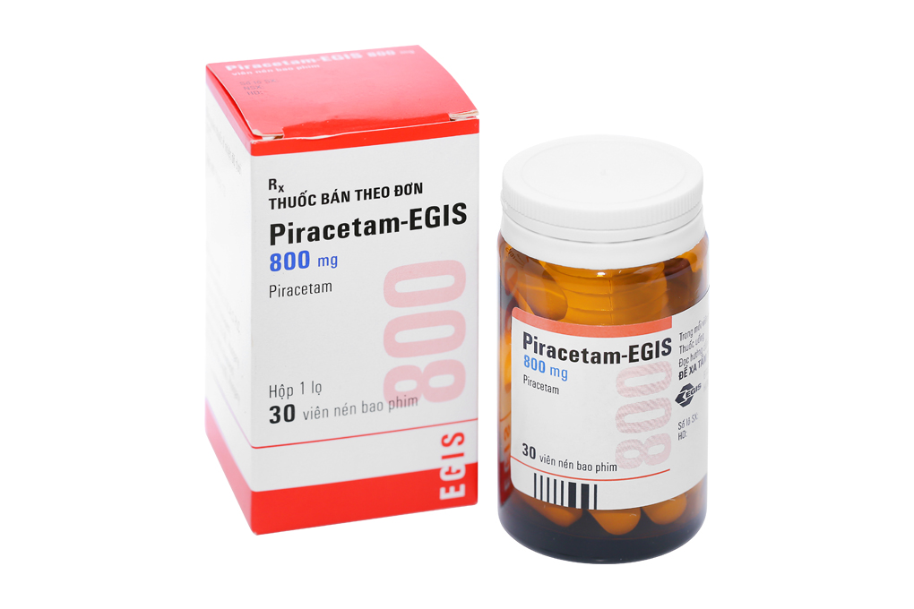 Piracetam EGIS 800mg trị chóng mặt, giật rung cơ lọ 30 viên