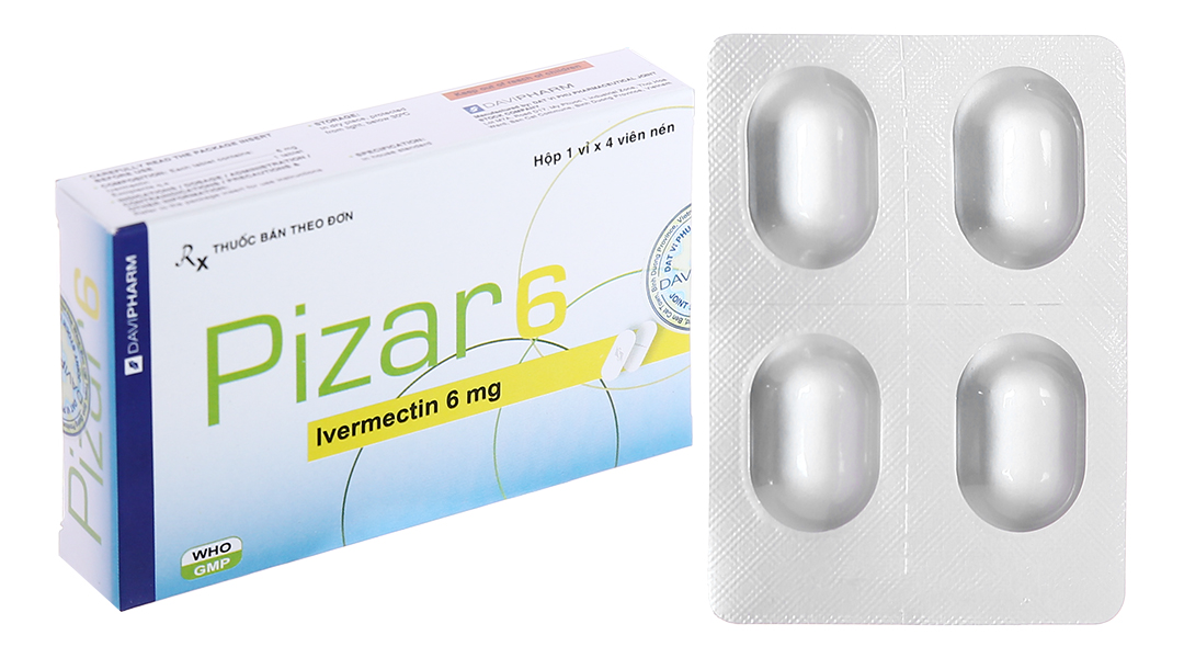 Pizar 6 trị giun sán (1 vỉ x 4 viên)