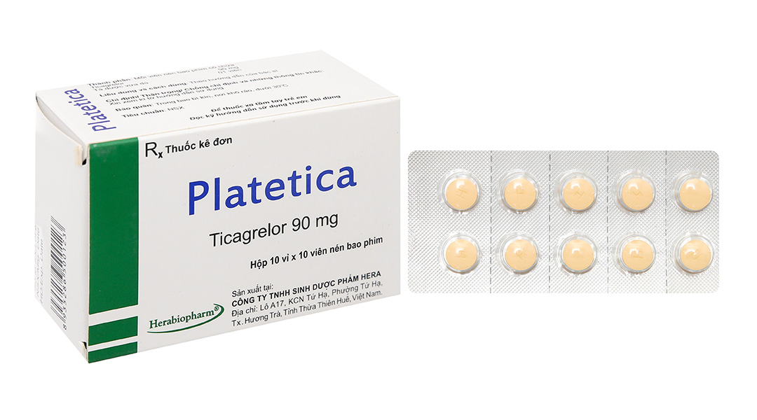 Platetica 90mg dự phòng biến cố huyết khối do xơ vữa (10 vỉ x 10 viên)