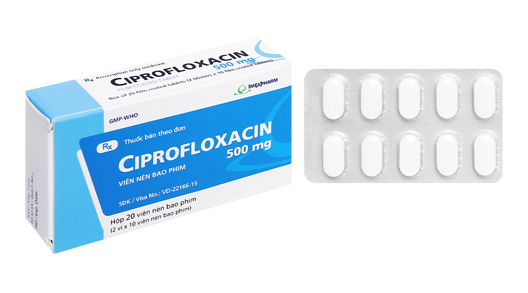 Ciprofloxacin Imexpharm 500mg trị nhiễm khuẩn (2 vỉ x 10 viên)