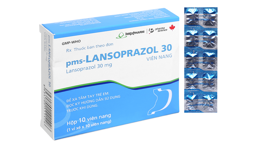 Pms-Lansoprazol 30 trị trào ngược dạ dày, thực quản (1 vỉ x 10 viên)