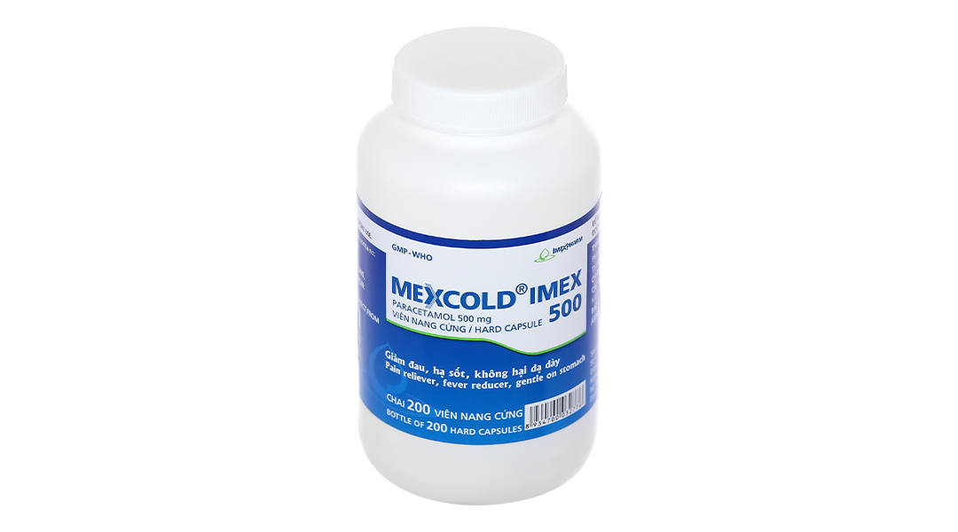 Mexcold Imex 500 giảm đau, hạ sốt chai 200 viên