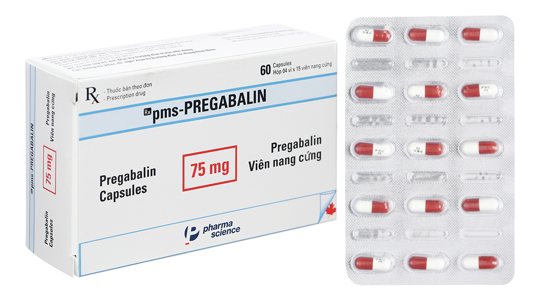 Pms-Pregabalin 75mg trị động kinh, đau dây thần kinh (4 vỉ x 15 viên)