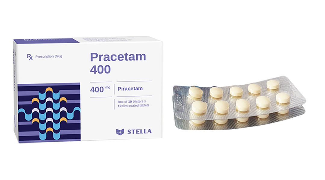 Pracetam 400 trị chóng mặt, rung giật cơ (10 vỉ x 10 viên)