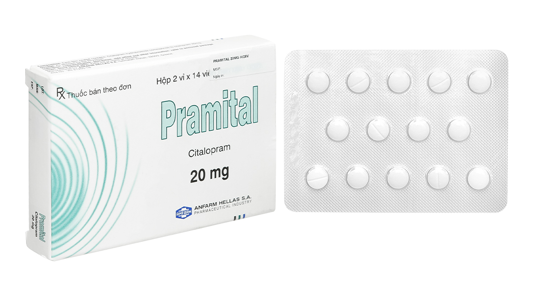 Pramital 20mg trị trầm cảm (2 vỉ x 14 viên)