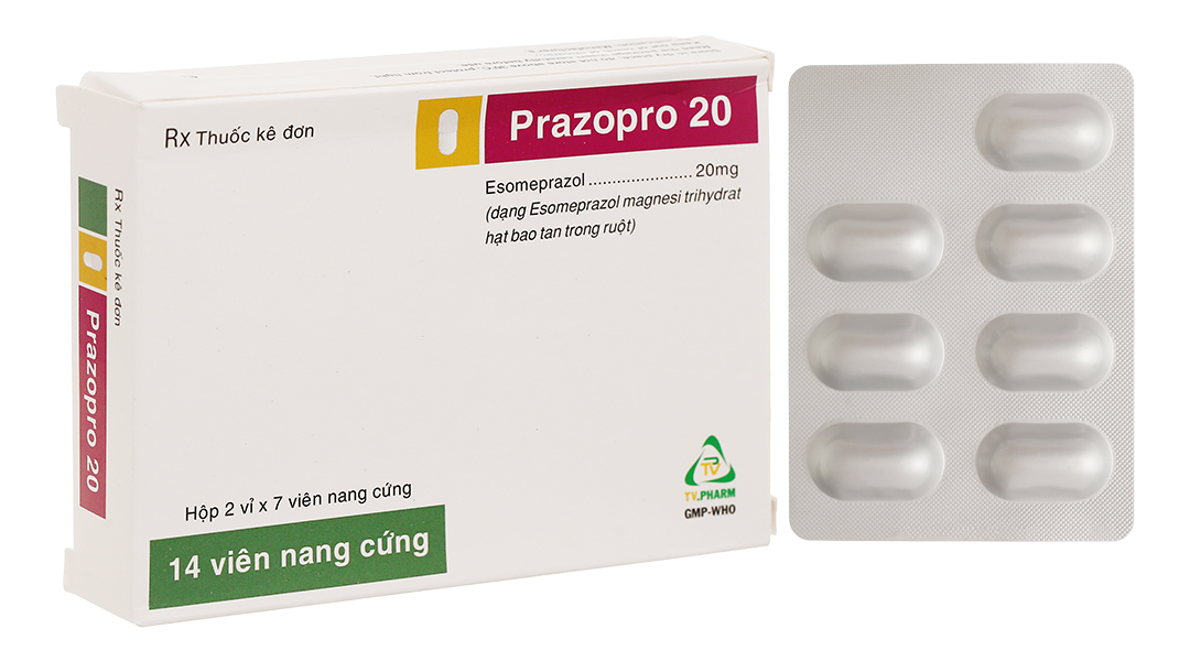 Prazopro 20 trị trào ngược dạ dày, thực quản (2 vỉ x 7 viên)