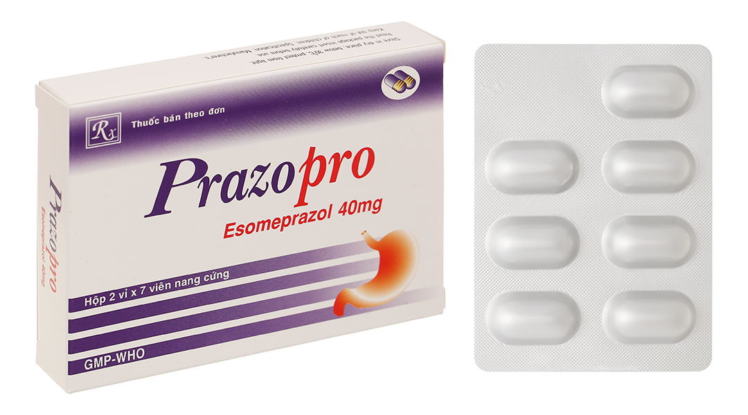 Prazopro 40mg trị trào ngược dạ dày, thực quản (2 vỉ x 7 viên)