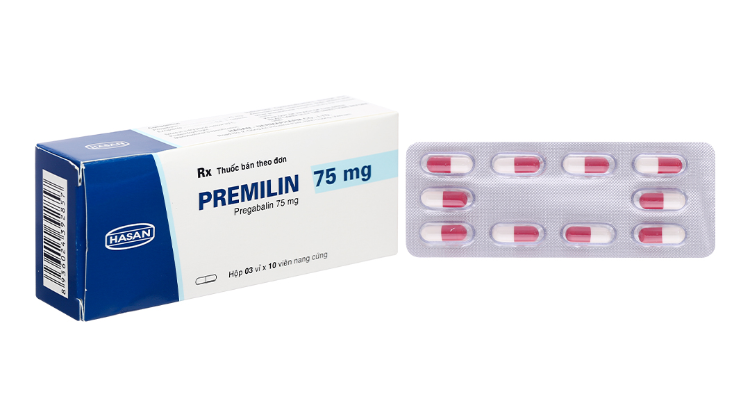 Premilin 75mg trị động kinh, đau dây thần kinh (3 vỉ x 10 viên)