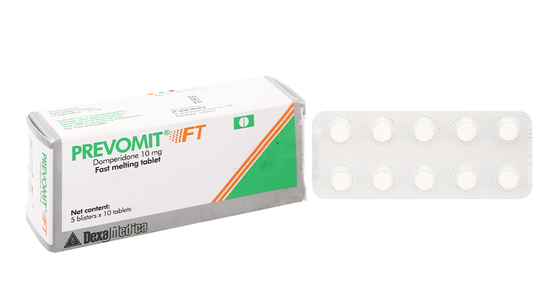 Prevomit FT 10mg trị triệu chứng nôn và buồn nôn (5 vỉ x 10 viên)