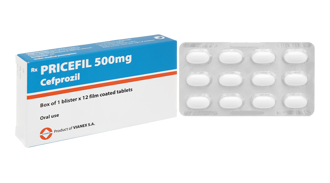 Pricefil 500mg trị nhiễm khuẩn (1 vỉ x 12 viên)