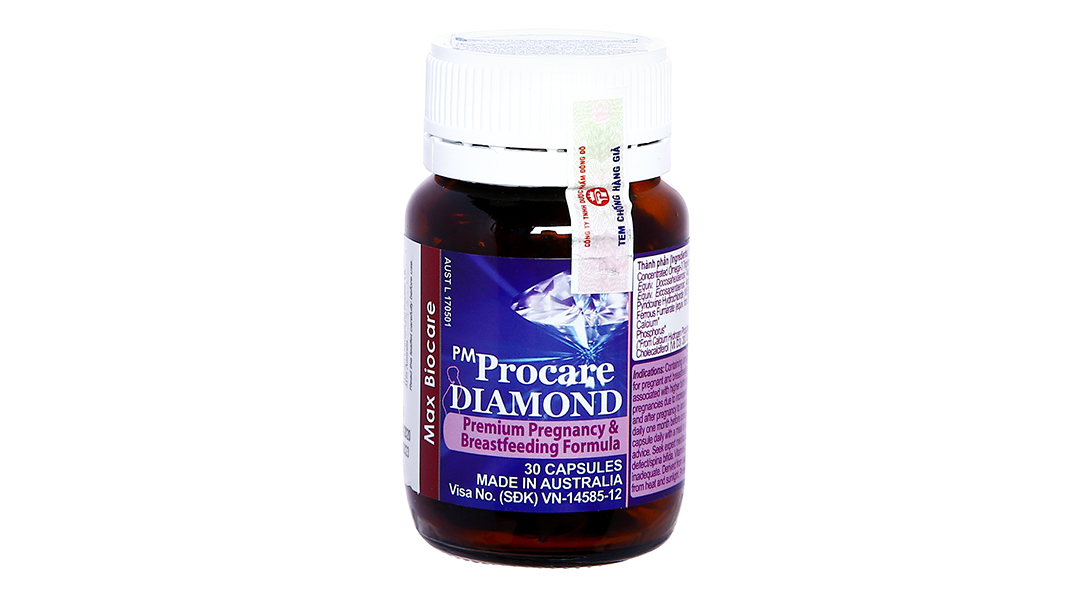 Procare Diamond bổ sung vitamin, khoáng chất cho phụ nữ mang thai chai 30 viên