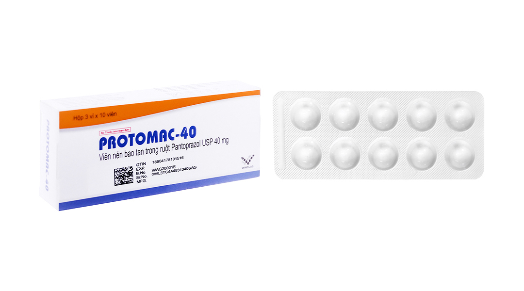 Protomac-40 trị trào ngược dạ dày, thực quản (3 vỉ x 10 viên)