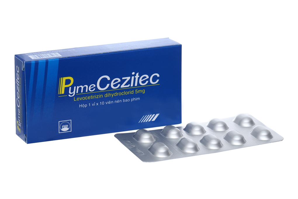 PymeCezitec 5mg trị viêm mũi dị ứng, mày đay (1 vỉ x 10 viên)