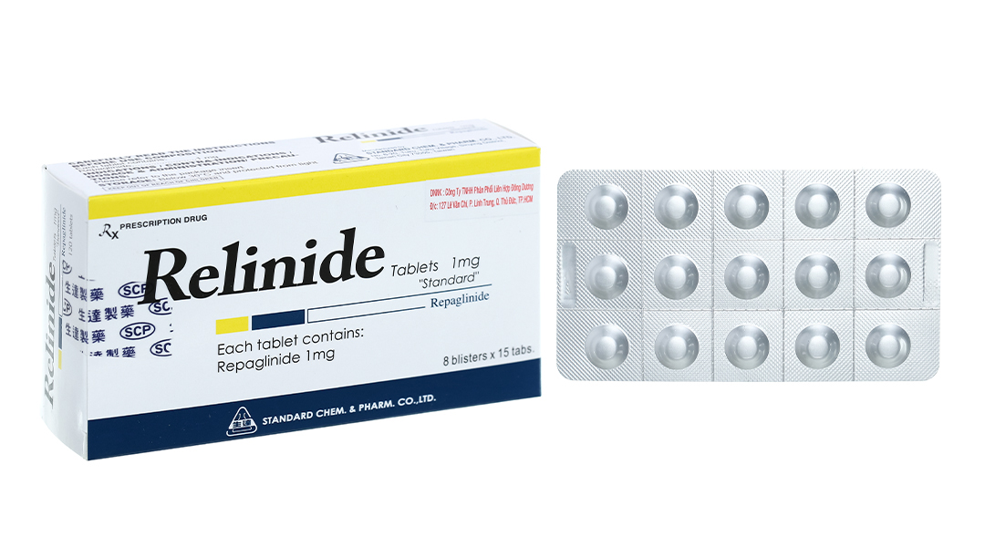 Relinide 1mg trị đái tháo đường (8 vỉ x 15 viên)