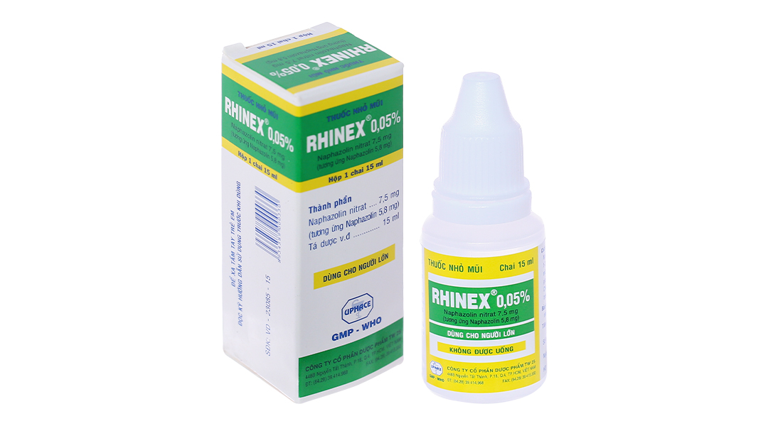 Thuốc nhỏ mũi Rhinex 0.05% giảm nghẹt mũi, sung huyết mũi chai 15ml