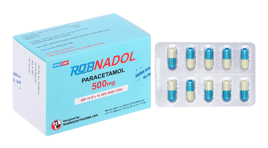 Robnadol 500mg giảm đau, hạ sốt (10 vỉ x 10 viên)