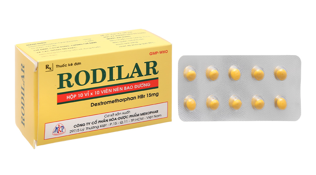 Rodilar 15mg trị ho khan, ho do kích ứng (10 vỉ x 10 viên)