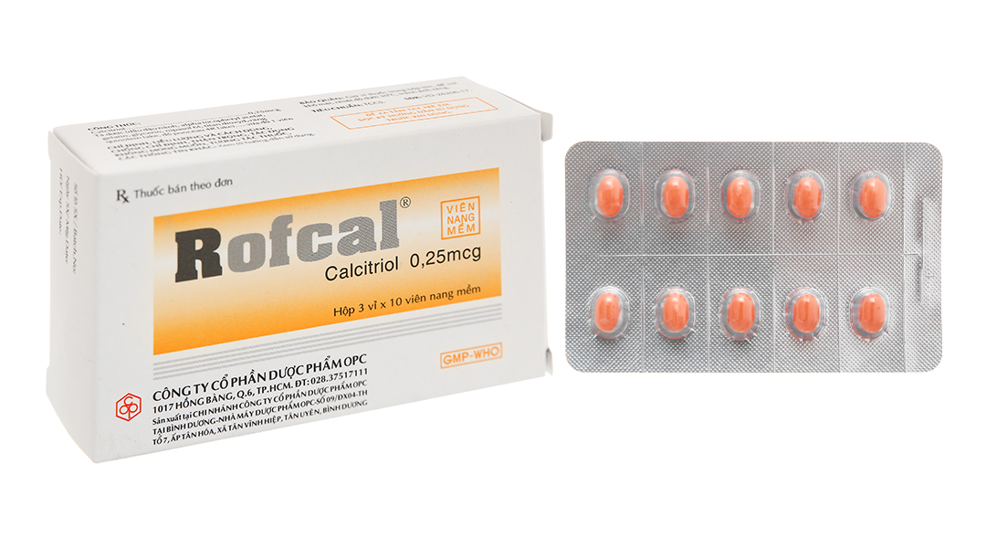 Rofcal 0.25mcg trị loãng xương, nhuyễn xương (3 vỉ x 10 viên)