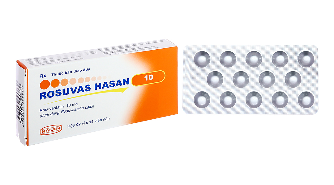 Rosuvas Hasan 10 trị rối loạn lipid máu (2 vỉ x 14 viên)