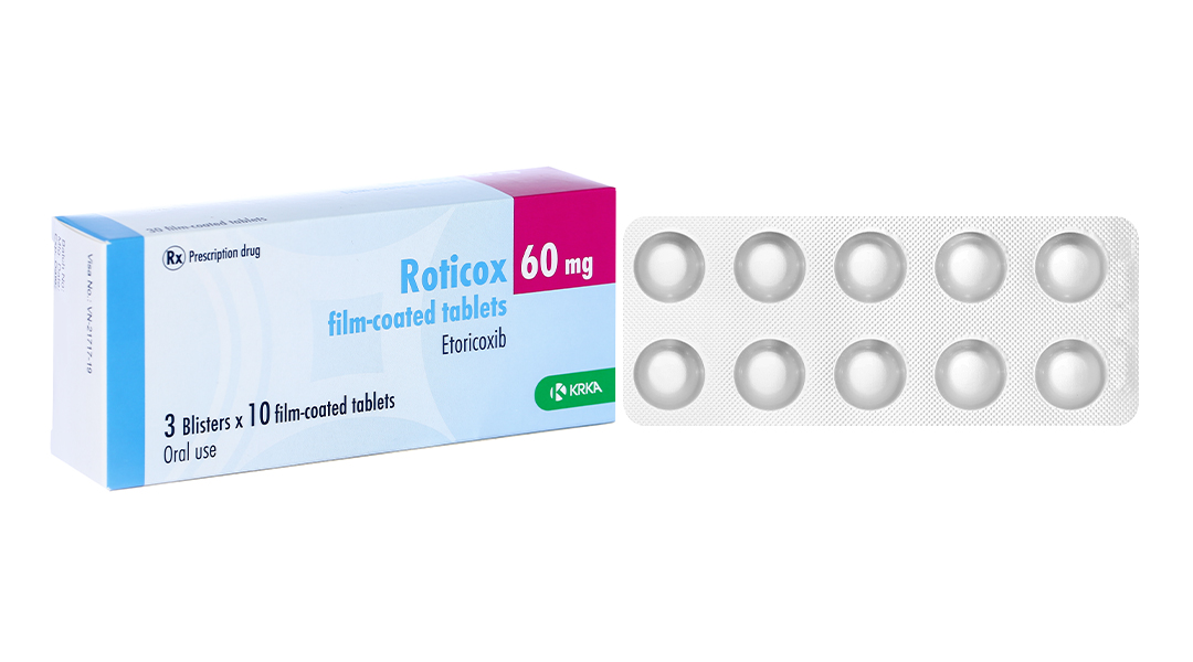 Roticox 60mg giảm đau, kháng viêm xương khớp (3 vỉ x 10 viên)