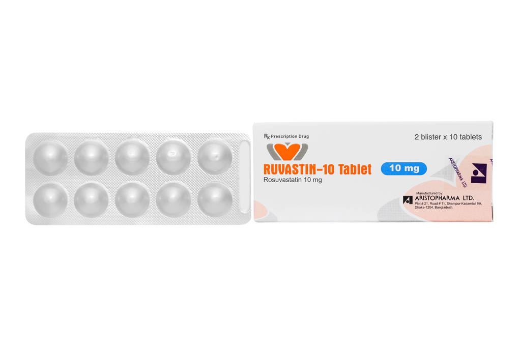 Ruvastin-10 Tablet trị rối loạn lipid máu (2 vỉ x 10 viên)