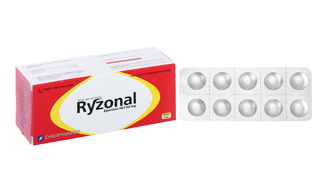 Ryzonal 50mg giãn cơ, trị đau do co cứng cơ (6 vỉ x 10 viên)