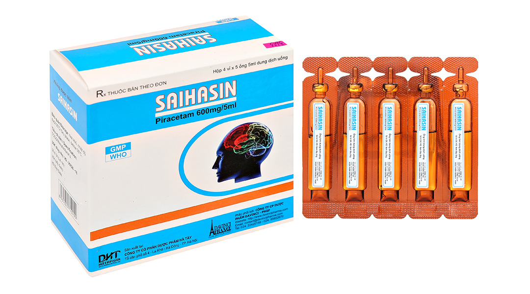 Saihasin 600mg/5ml trị chóng mặt, giật rung cơ (4 vỉ x 5 ống)