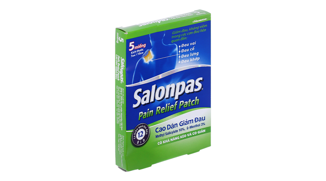 Cao dán Salonpas Pain Relief Patch giảm đau, kháng viêm hộp 5 miếng