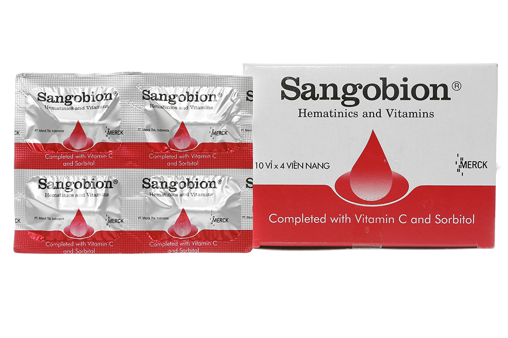 Sangobion bổ sung sắt và axit folic, trị thiếu máu (10 vỉ x 4 viên)