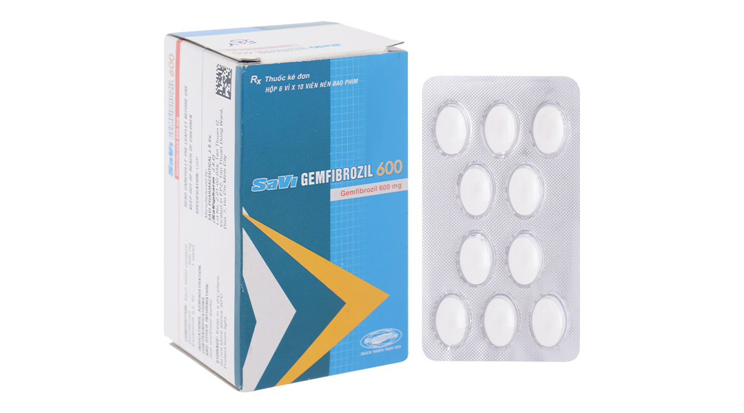 SaVi Gemfibrozil 600 trị rối loạn lipid máu (6 vỉ x 10 viên)