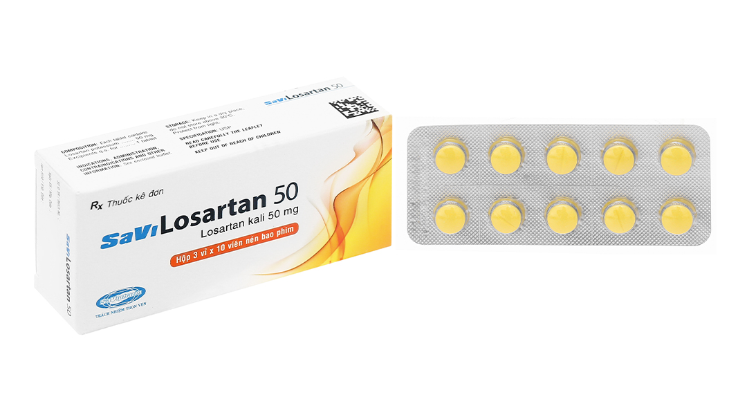 SaVi Losartan 50 trị tăng huyết áp (3 vỉ x 10 viên)