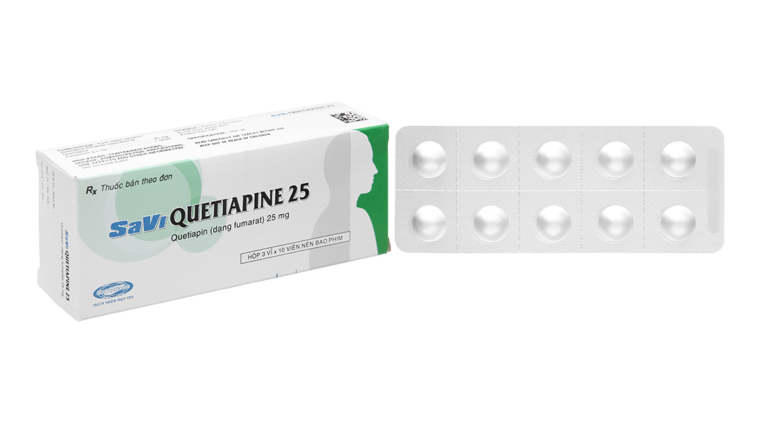 Savi Quetiapine 25 trị tâm thần phân liệt (3 vỉ x 10 viên)