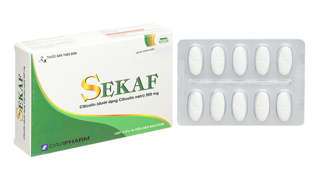 Sekaf 500mg trị Parkinson, rối loạn mạch máu não (2 vỉ x 10 viên)