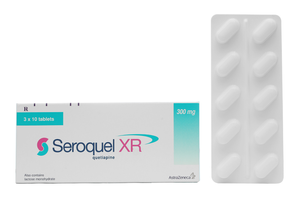 Seroquel XR 300mg trị tâm thần phân liệt, rối loạn lưỡng cực (3 vỉ x 10 viên)