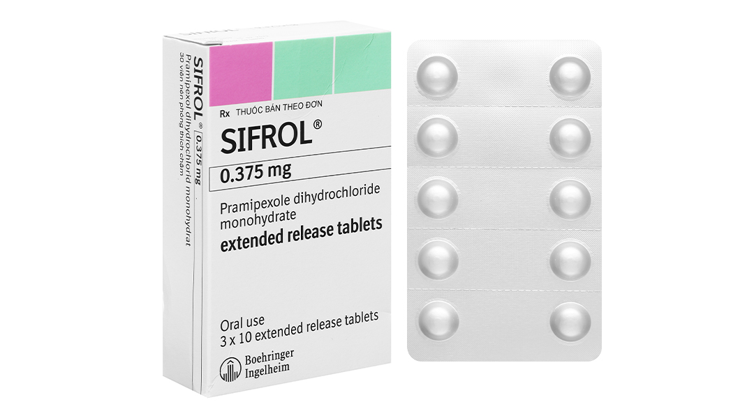 Sifrol 0.375mg trị Parkinson (3 vỉ x 10 viên)