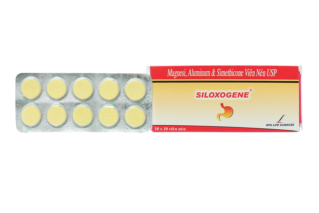 Viên nhai Siloxogene trị các triệu chứng tăng tiết axit dạ dày (10 vỉ x 10 viên)