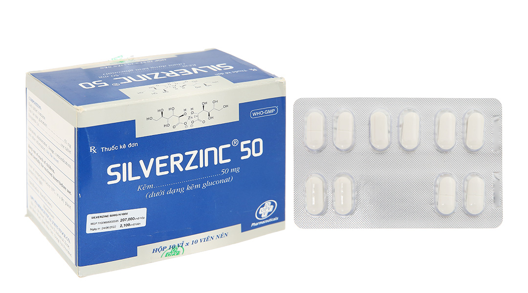 SilverZinc 50 bổ sung kẽm, hỗ trợ điều trị tiêu chảy (10 vỉ x 10 viên)