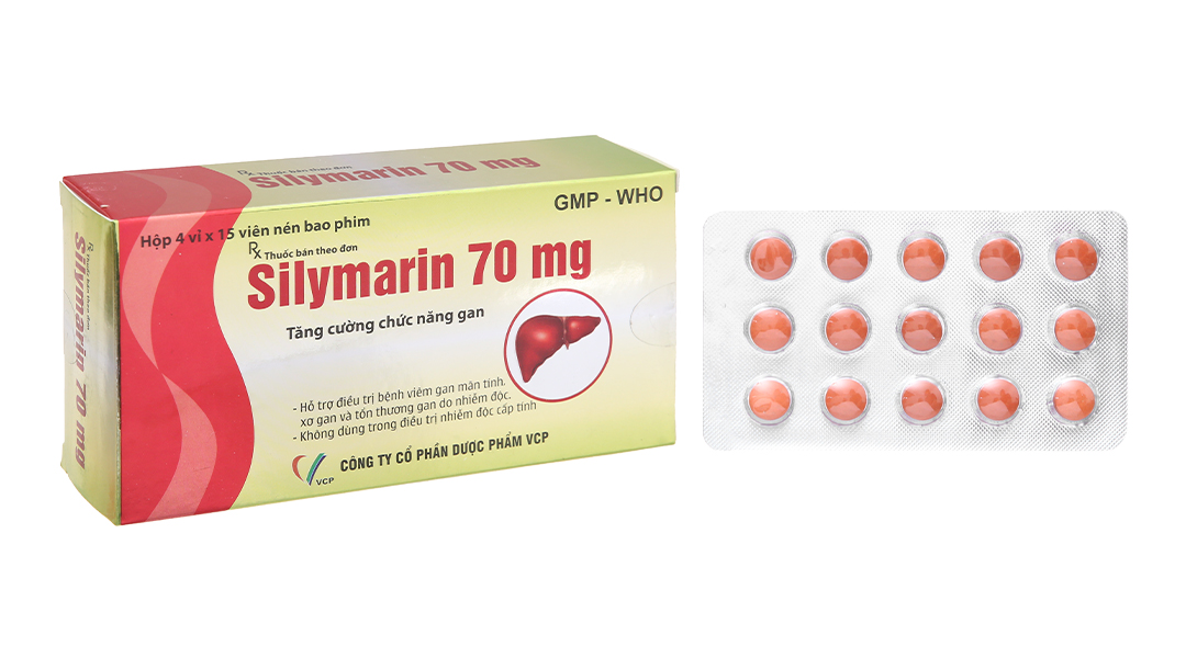 Silymarin VCP 70mg hỗ trợ trị các bệnh lý về gan (4 vỉ x 15 viên)