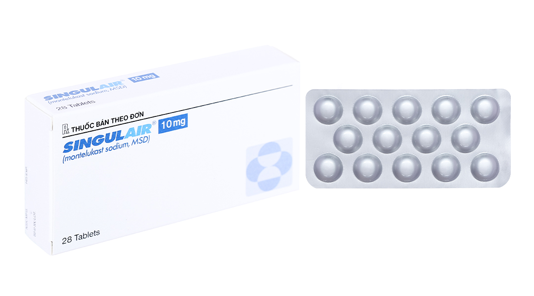 Singulair 10mg trị hen suyễn (2 vỉ x 14 viên)