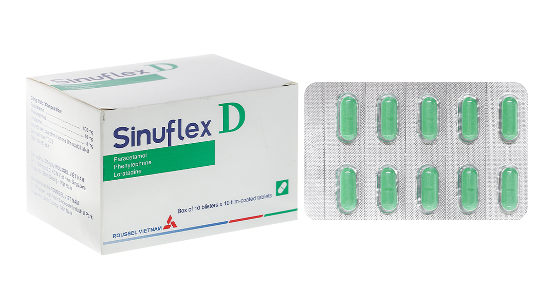 Sinuflex D trị cảm cúm (10 vỉ x 10 viên)