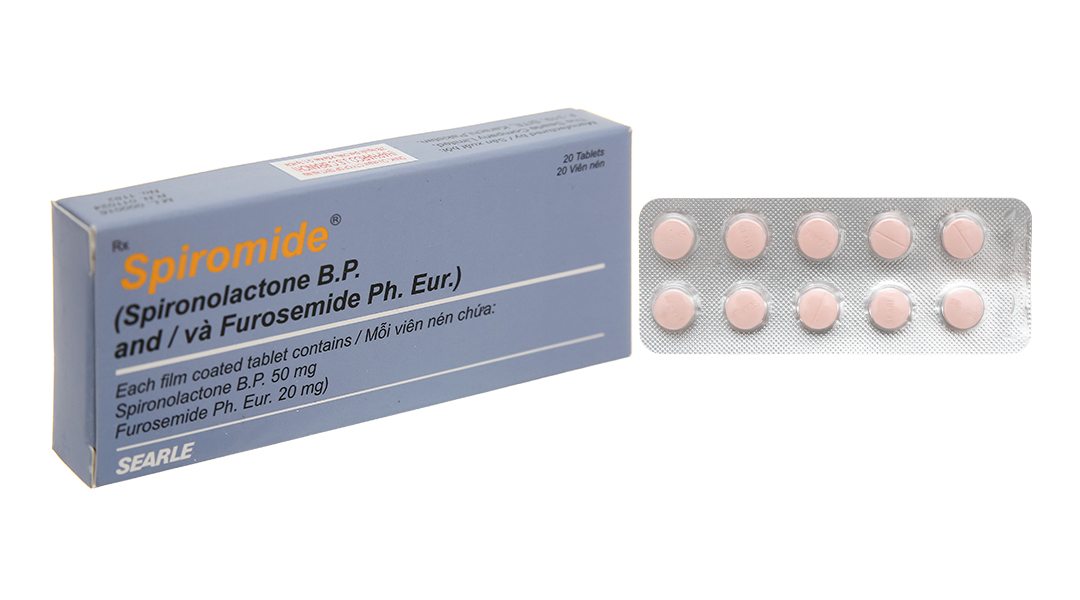 Spiromide trị phù, tăng huyết áp, hội chứng thận hư (2 vỉ x 10 viên)