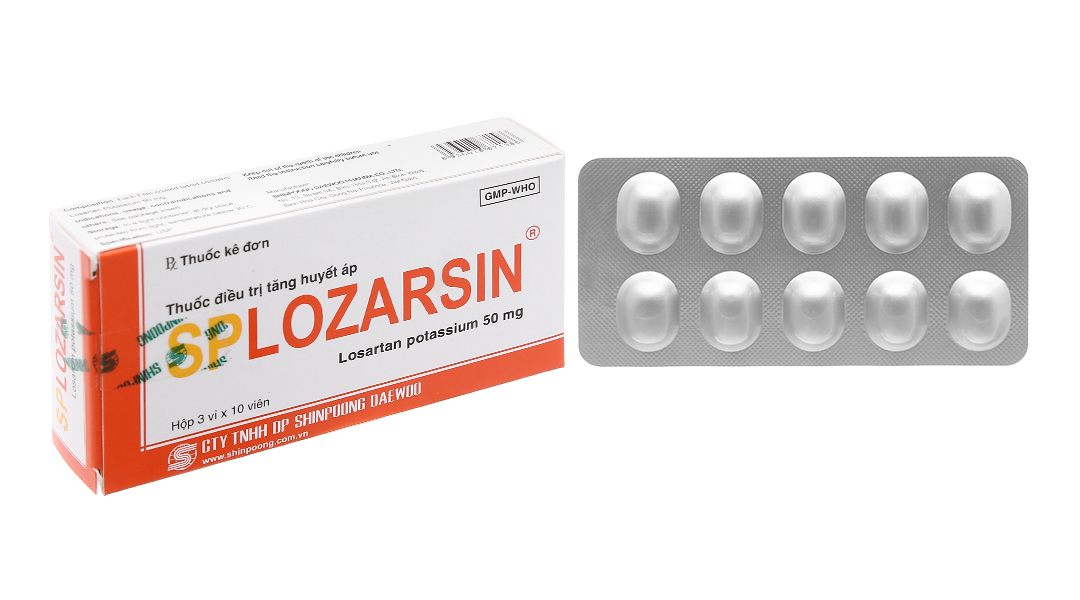 Splozarsin 50mg trị tăng huyết áp, suy tim (3 vỉ x 10 viên)